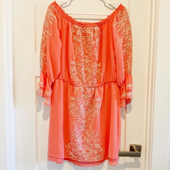 WHBM coral boho dress - Picture 2 of 8